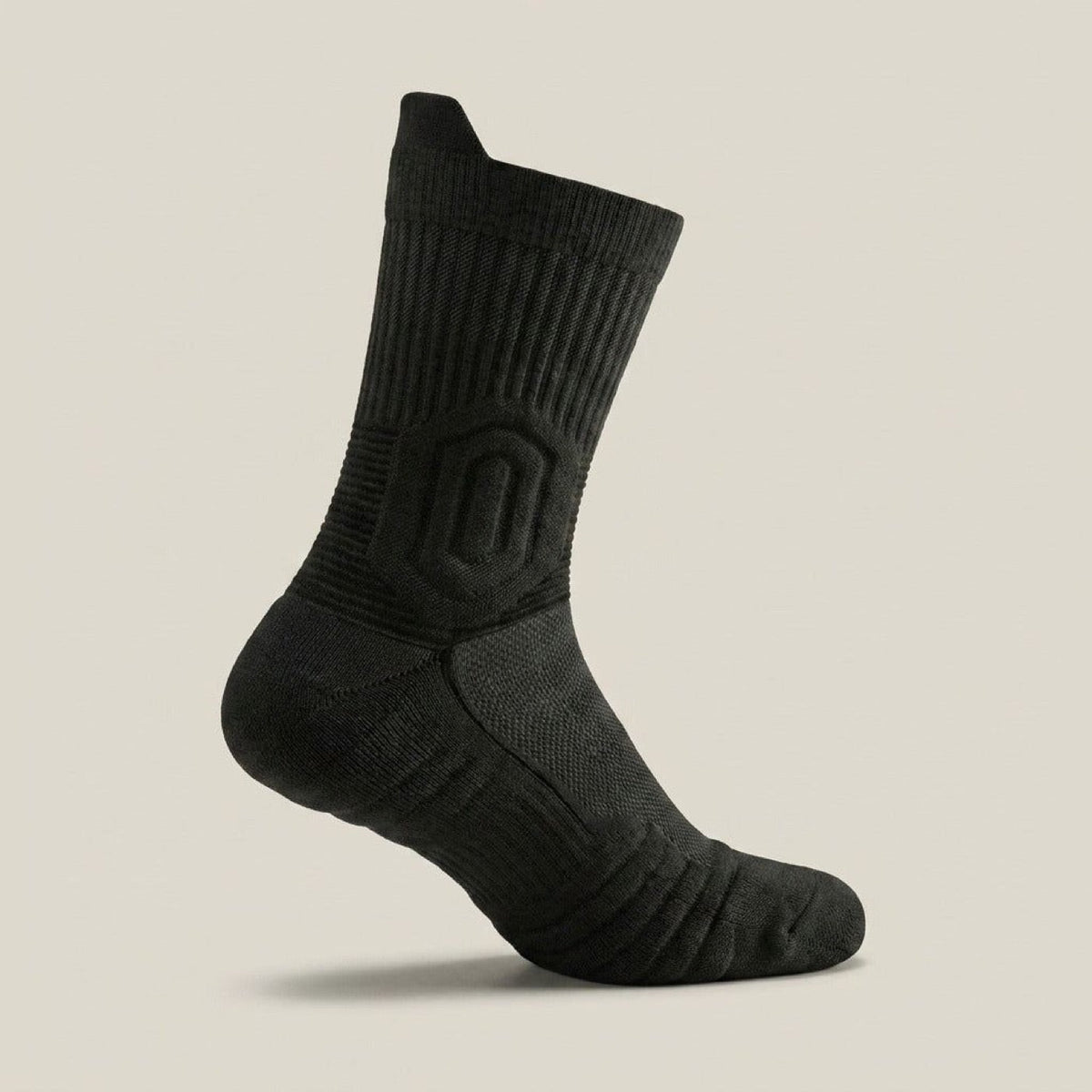 NyroGround chaussette de travail noire — talon et pointe renforcés, amorti zoné