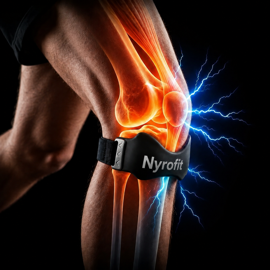 Sangle rotulienne NyroFit positionnée sous la rotule