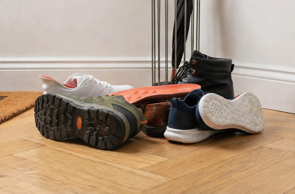 De la chaussure de sécurité à la sneaker : les semelles se découpent à la bonne pointure et se glissent partout.