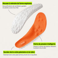 Mousse à mémoire de forme respirante, points de pression intelligents, soutien de la voûte plantaire