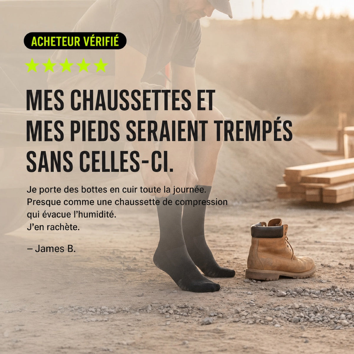 Avis acheteur vérifié — mes chaussettes et mes pieds seraient trempés sans celles-ci