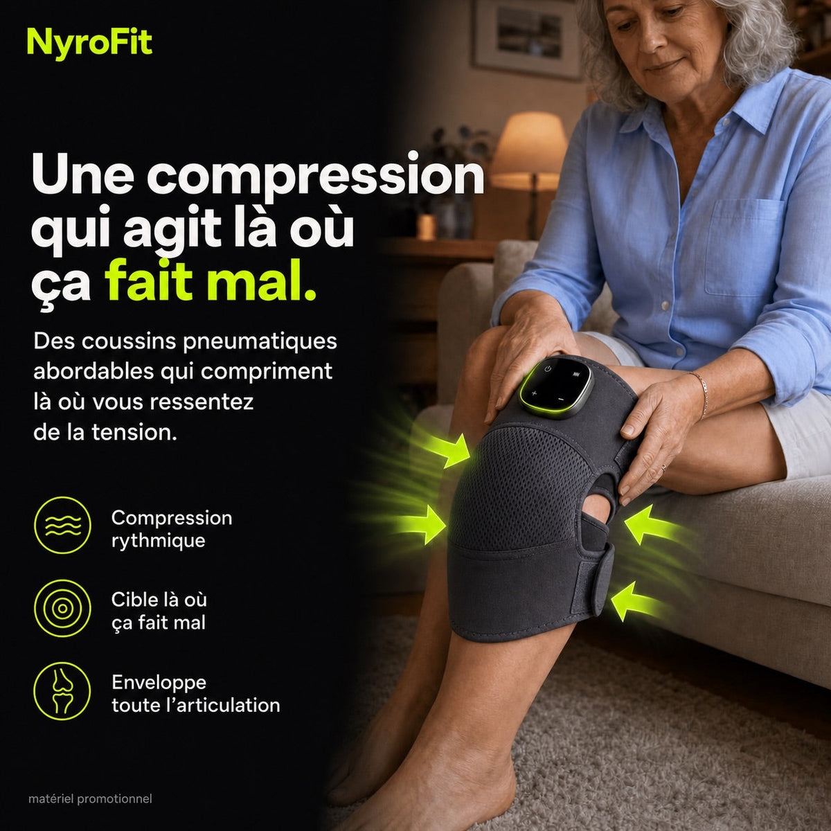 Compression pneumatique ciblee du genou