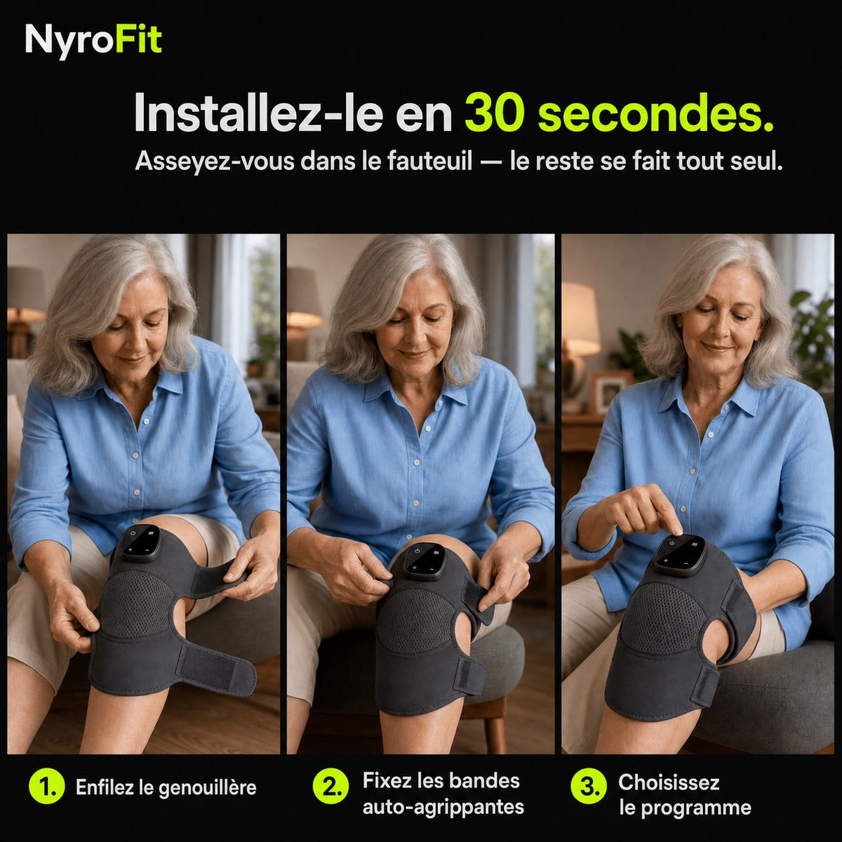 Installation du masseur de genou en 30 secondes