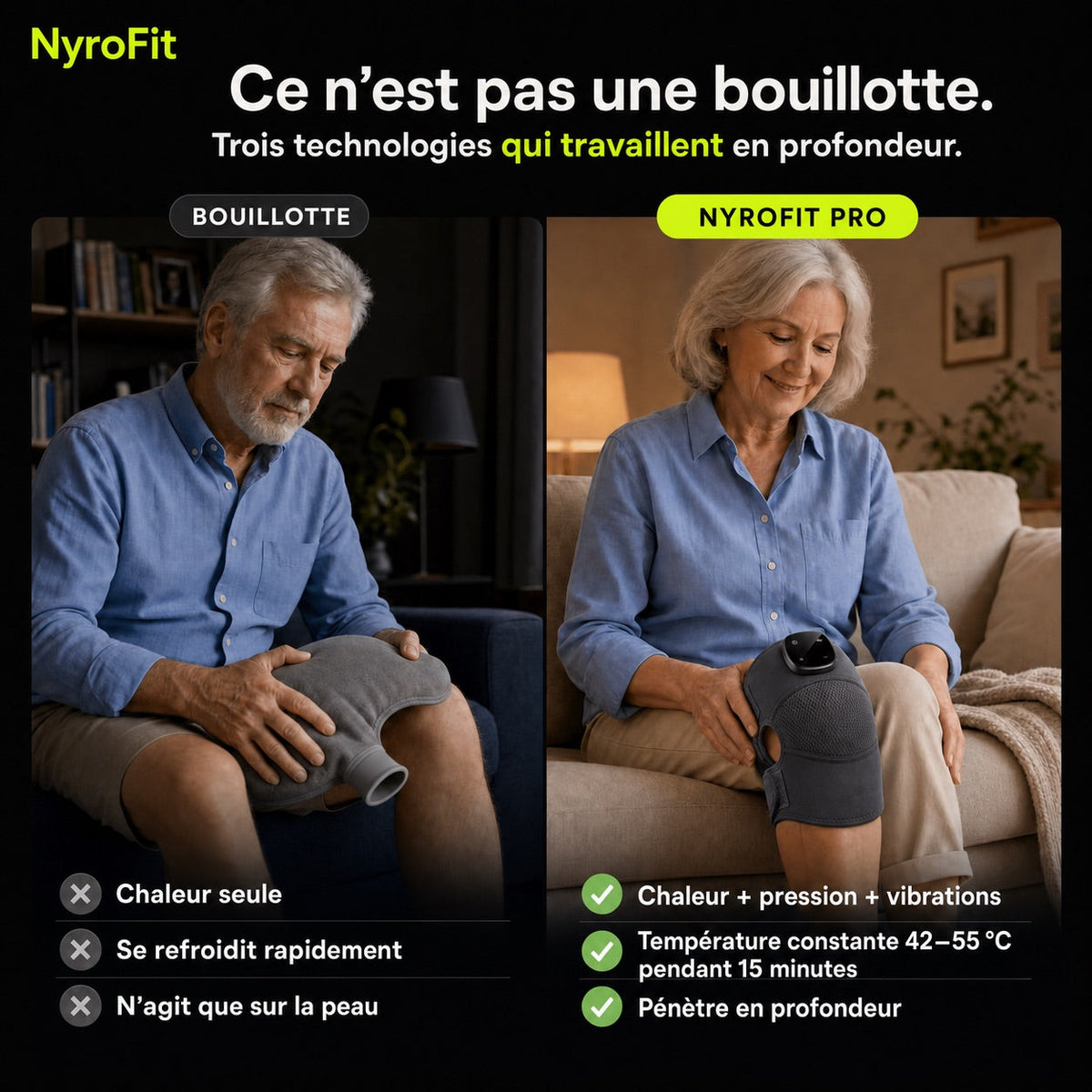 NyroFit Pro compare a une bouillotte classique