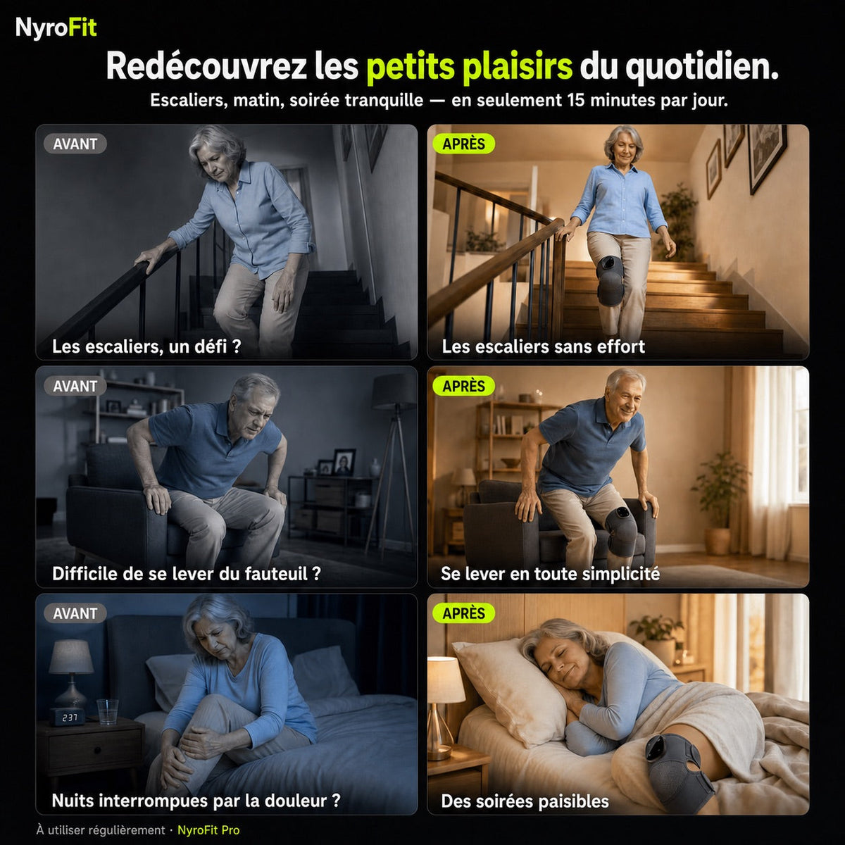 Avant apres : escaliers, lever du fauteuil et nuits