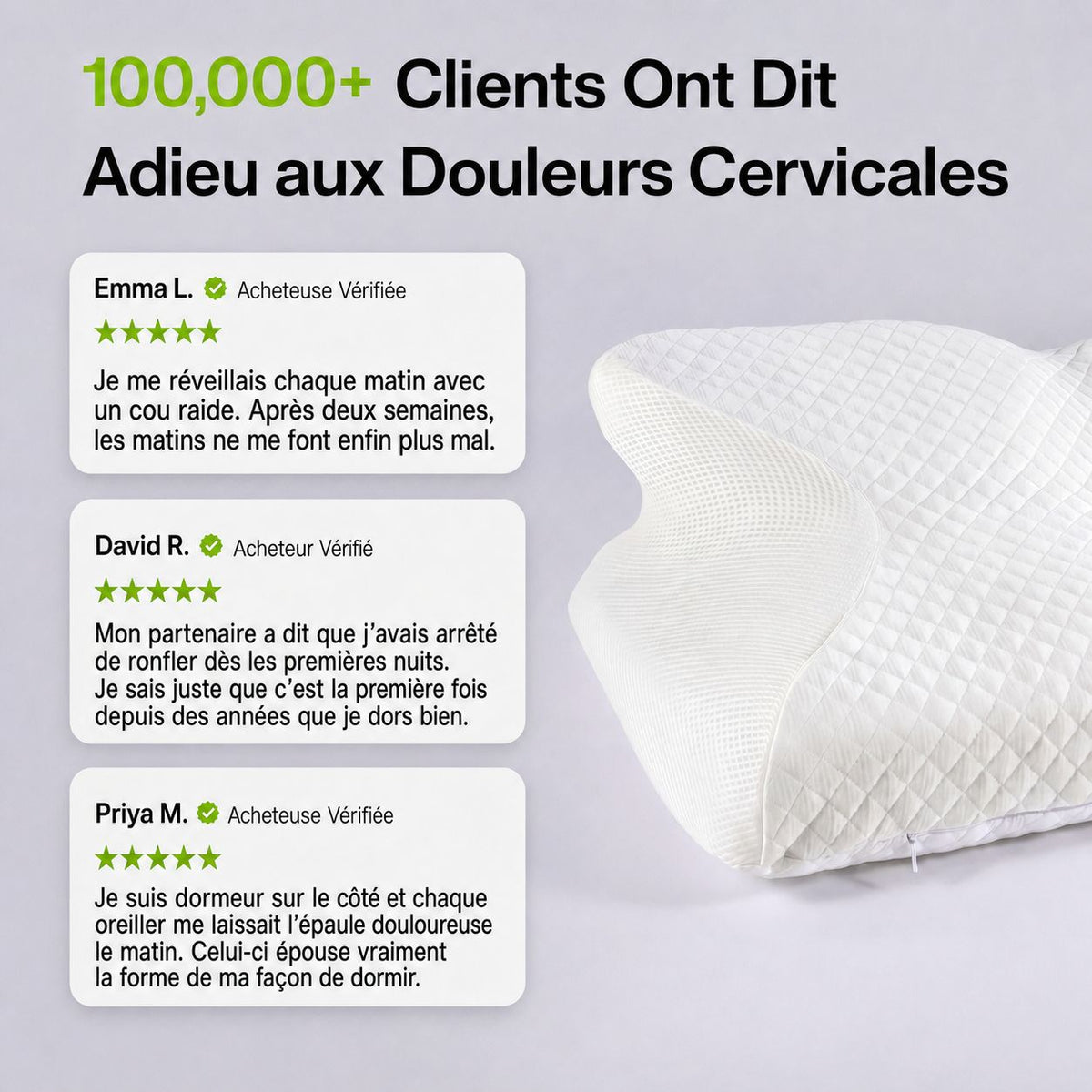 Avis clients sur l'oreiller cervical NyroSleep