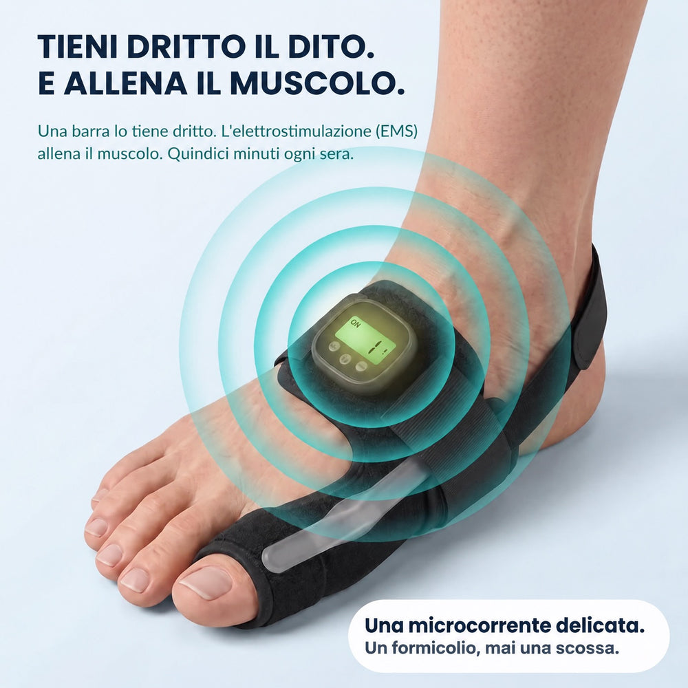 Tiene dritto il dito e allena il muscolo con l'EMS