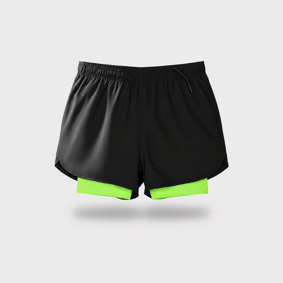 Short running 2-en-1 NyroRun — coloris Vert Lime